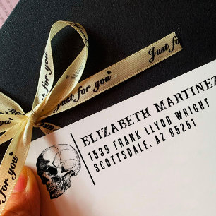 Tampon Auto-encreur Adresse de retour Elégant crâne gothique Vintage p