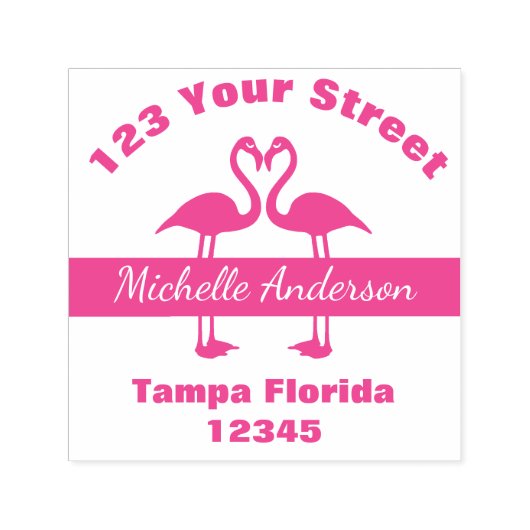 Tampon Auto-encreur Adresse de retour Flamants roses (Design)