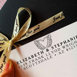 Tampon Auto-encreur Adresse de retour Goth Mariage Skeleton Heart Cust