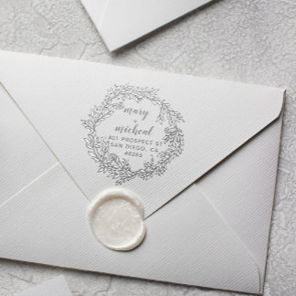 Tampon Auto-encreur Adresse de retour Mariage couple Élégant minimalis