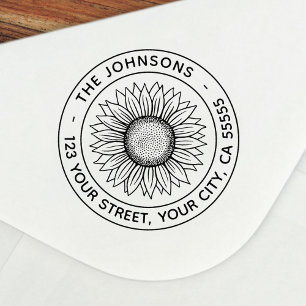Tampon Auto-encreur Adresse de retour moderne Sunflower