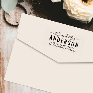 Tampon Auto-encreur Adresse de retour Monsieur et Madame Script Modern
