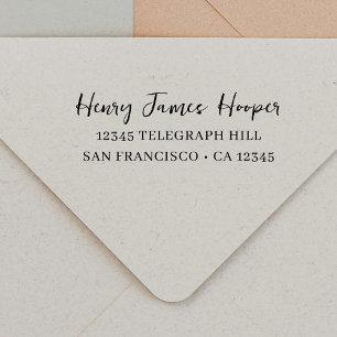 Tampon Auto-encreur Adresse de retour Nom d'écriture de script informe