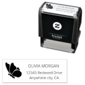 Tampon Auto-encreur Adresse de retour papillon moderne (En situation)