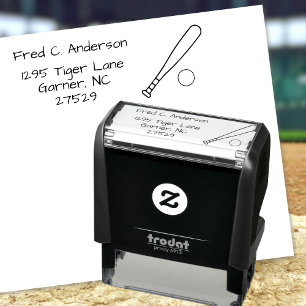 Tampon Auto-encreur Adresse de Retour Personnalisée de Baseball Amusan