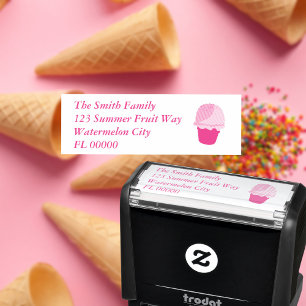 Tampon Auto-encreur Adresse de retour personnalisée de crème glacée mi