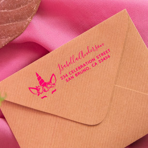 Tampon Auto-encreur Adresse de retour personnalisée Magique Licorne Éc