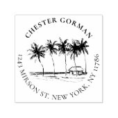 Tampon Auto-encreur Adresse de retour personnalisée Tropical Palm-Tree (Design)