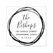 Tampon Auto-encreur Adresse de retour ronde de scribble moderne (Design)