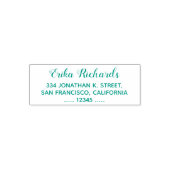 Tampon Auto-encreur adresse de retour simple avec nom cursif bleu (Design)