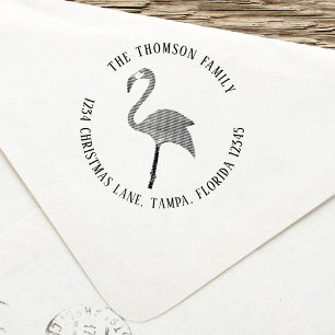 Tampon Auto-encreur Adresse de retour simple Flamant rose rose Tropica