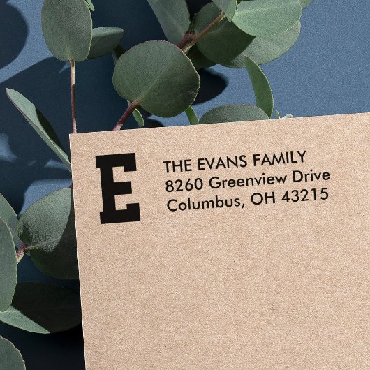 Tampon Auto-encreur Adresse de retour simple initiale sportive