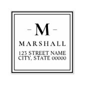 Tampon Auto-encreur Adresse de retour simple Monogramme Carré (Design)