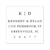 Tampon Auto-encreur Adresse de retour simple Monogramme Mariage (Design)