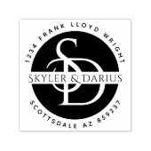 Tampon Auto-encreur Adresse de retour simple Monogramme Mariage (Design)