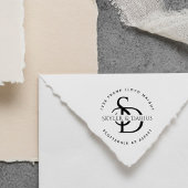 Tampon Auto-encreur Adresse de retour simple Monogramme Mariage