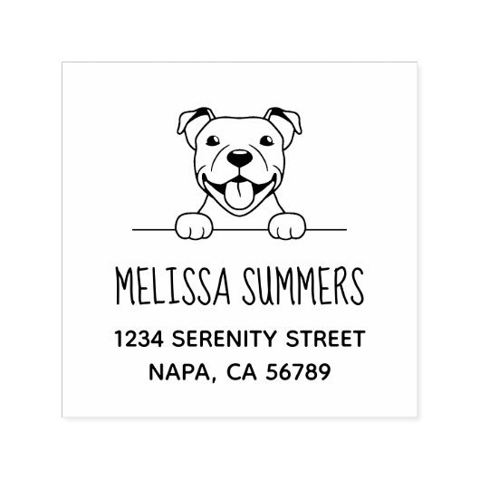 Tampon Auto-encreur Adresse du Chien à Puce souriant (Design)