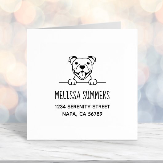 Tampon Auto-encreur Adresse du Chien à Puce souriant