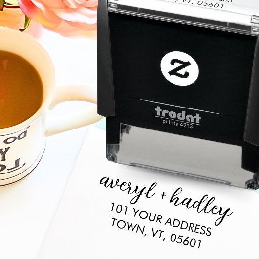 Tampon Auto-encreur Adresse du Mariage de calligraphie de script de co