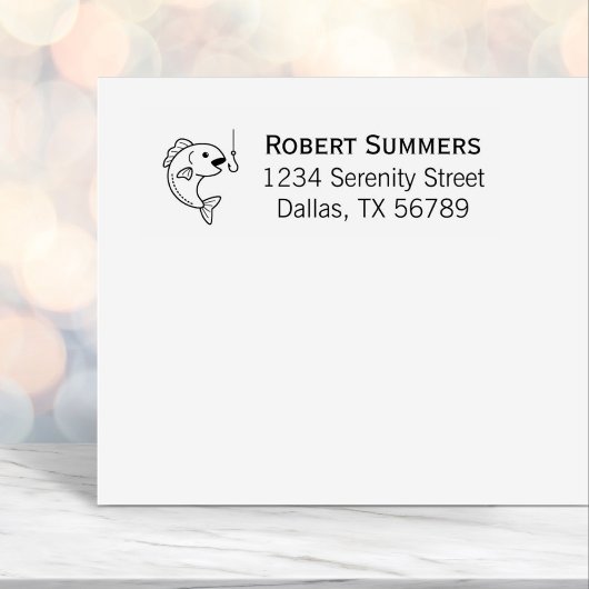 Tampon Auto-encreur Adresse du poisson et du crochet de pêche