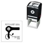 Tampon Auto-encreur Adresse du salon de coiffure du sèche-cheveux (En situation)