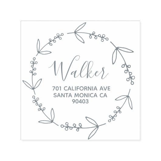 Tampon Auto-encreur adresse familiale wreath décoration doodé (Design)