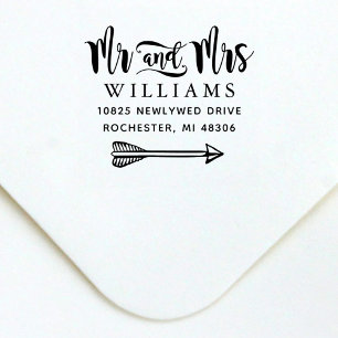 Tampon Auto-encreur Adresse moderne manuscrite Monsieur et Madame avec