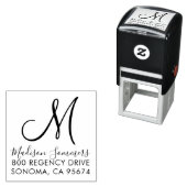Tampon Auto-encreur Adresse Monogramme simple moderne (En situation)