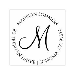 Tampon Auto-encreur Adresse Monogramme simple moderne
