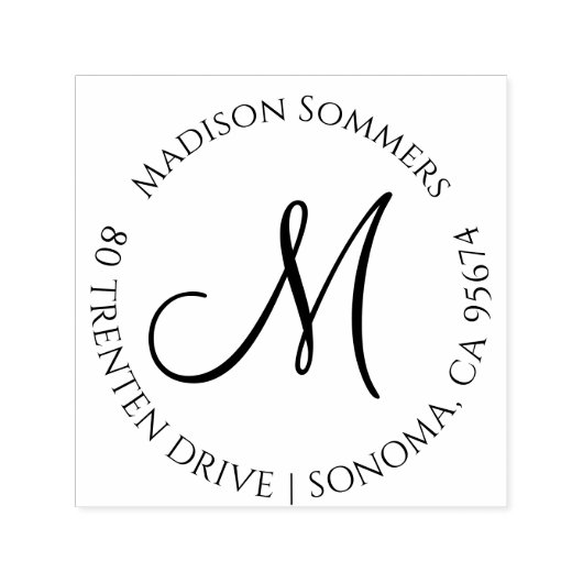 Tampon Auto-encreur Adresse Monogramme simple moderne (Design)