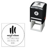 Tampon Auto-encreur Adresse personnalisée du script de monogramme circ (En situation)