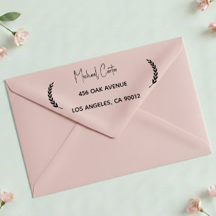 Tampon Auto-encreur Adresse personnalisée sur laurier minimal