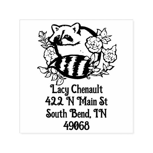 Tampon Auto-encreur Adresse Raccoon (Design)