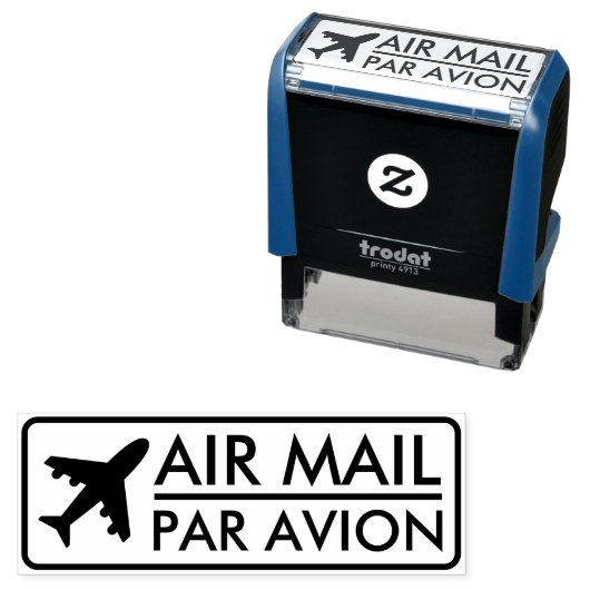 Tampon Auto-encreur Air Mail - Par Avion (avec avion) (En situation)