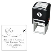 Tampon Auto-encreur Airplane Heart Ajouter Votre Monogramme Adresse de (En situation)