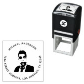 Tampon Auto-encreur Ajouter votre image ou votre logo Adresse ronde pe (En situation)