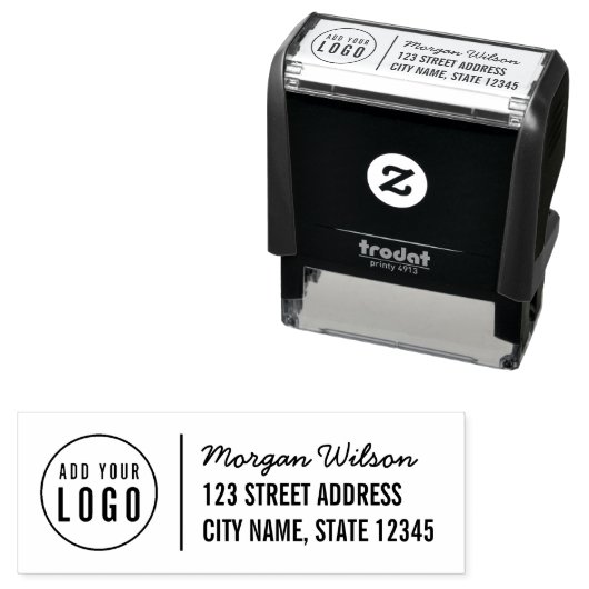 Tampon Auto-encreur Ajouter Votre Logo Gras Séparateur Nom De Script A (En situation)