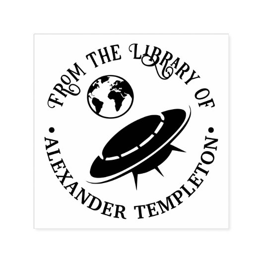 Tampon Auto-encreur Alien vaisseau spatial dirigé vers la bibliothèque (Design)