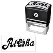 Tampon Auto-encreur Aloha Hibiscus - solide design Hawaii + vos idées (En situation)