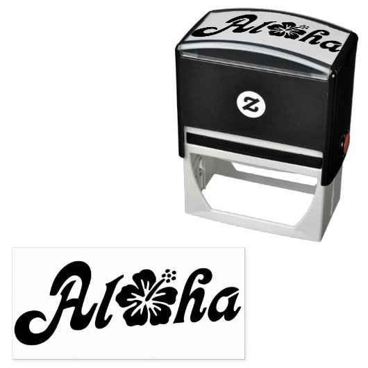 Tampon Auto-encreur Aloha Hibiscus - solide design Hawaii + vos idées (En situation)