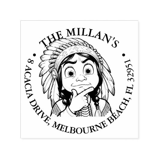 Tampon Auto-encreur Amérindien garçon Choqué thème (Design)