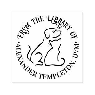 Tampon Auto-encreur Amis du chien et du chat #2 Nom de la bibliothèque