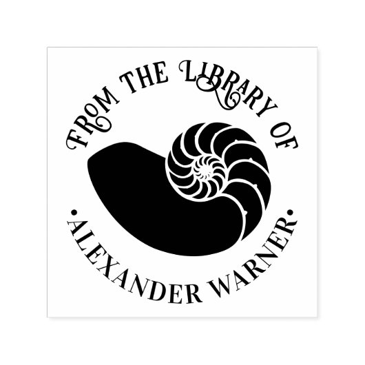 Tampon Auto-encreur Ammonite Fossil Shell #2 Beach Library Livre (Design)