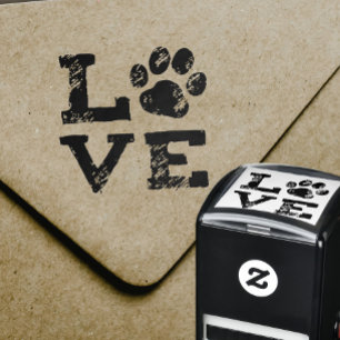 Tampon Auto-encreur AMOUR avec Empreinte de patte de chien