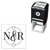 Tampon Auto-encreur Ampersand & Coeurs Mariage circulaire mignon Monog (En situation)