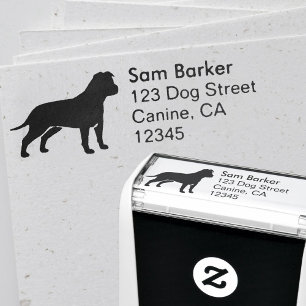 Tampon Auto-encreur AmStaff Dog Silhouette Adresse de retour