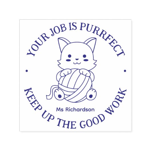 Tampon Auto-encreur Amusant Chat Pun Parfait Emploi Enseignant Encoura (Design)