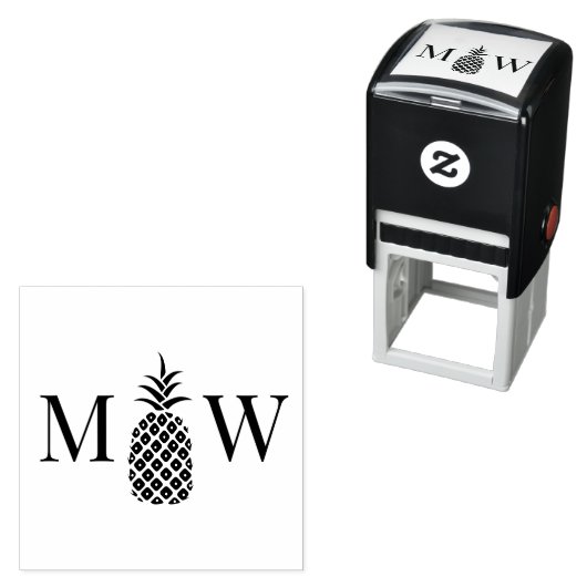 Tampon Auto-encreur Ananas #11 Couple Mariage 2 Monogramme initial (En situation)
