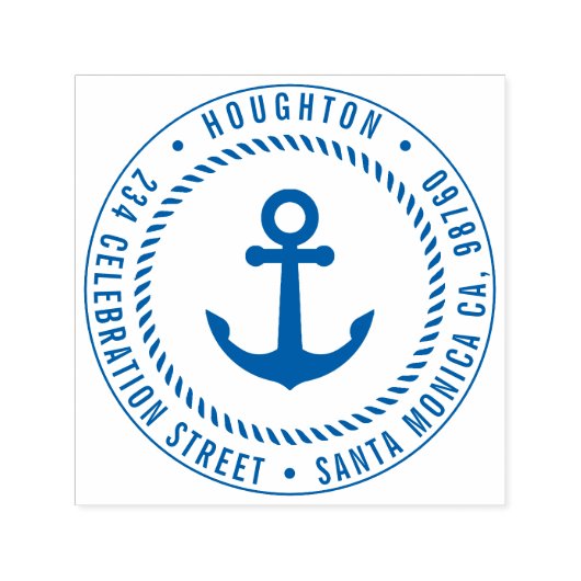 Tampon Auto-encreur Ancre et corde nautiques | Adresse de retour arron (Design)