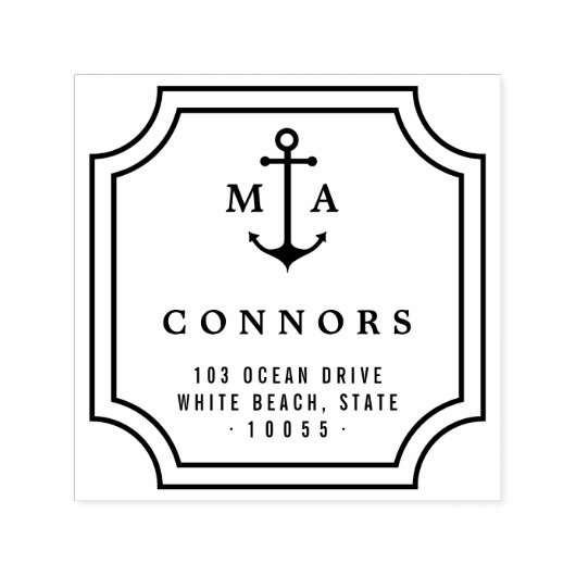 Tampon Auto-encreur Ancre Monogramme Cadre Mariage auto-encre Timbre (Design)